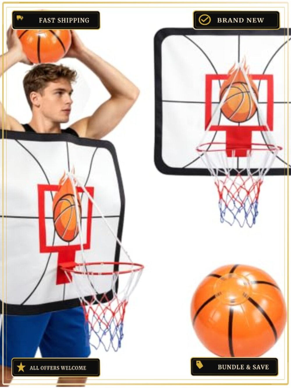 Adult Inflatable Basketball Hoop Costume Polyester Backboard